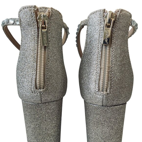 Jewel By Badgley Mischka Owen Glitter Heels Rhinestone Wedding Glam Shoe Size 6 - Picture 13 of 15